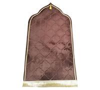 Tapis de prière musulmane Janamaz, velours épais et doux, portable, cadeau Ramadan-Aïd (marron clair)