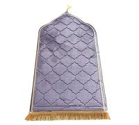 Tapis de Prière Musulmane Turc en Velours Épais et Doux - Portable Janamaz Sajada pour Homme et Femme - Uni, Gris - Cadeau pour le Ramadan, l'Aïd