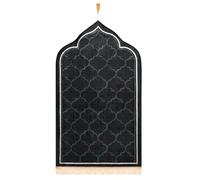 Tapis de Prière Musulmans Tapis de Prière Islamique avec Frange Tapis Prière Peluche Rembourré Epais Tapis de Sol Islamic Prayer Portable Tapis Prière Cadeau Pèlerinage L'Aïd Mariage (noir, 50*90)