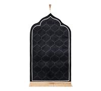 Tapis de Prière Musulmans Tapis de Prière Islamique avec Frange Tapis Prière Peluche Rembourré Epais Tapis de Sol Islamic Prayer Portable Tapis Prière Cadeau Pèlerinage L'Aïd Mariage (noir, 50*80)