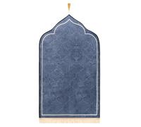 Tapis de Prière Musulmans Tapis de Prière Islamique avec Frange Tapis Prière Peluche Rembourré Epais Tapis de Sol Islamic Prayer Portable Tapis Prière Cadeau Pèlerinage L'Aïd Mariage (bleu, 50*90)