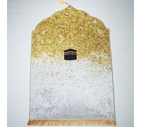 Tapis de Prière Musulmans Tapis de Prière Islamique avec Frange Tapis Prière Peluche Rembourré Epais Tapis de Sol Islamic Prayer Portable Tapis Prière Cadeau Pèlerinage L'Aïd Mariage (or B, 80*120)