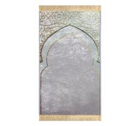 Tapis de Prière Musulmans Tapis de Prière Islamique avec Frange Tapis Prière Peluche Rembourré Epais Tapis de Sol Islamic Prayer Portable Tapis Prière Cadeau Pèlerinage L'Aïd Mariage (gris c, 50*90)