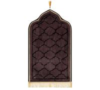 Tapis de Prière Musulmans Tapis de Prière Islamique avec Frange Tapis Prière Peluche Rembourré Epais Tapis de Sol Islamic Prayer Portable Tapis Prière Cadeau Pèlerinage L'Aïd Mariage (marron, 50*90)