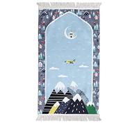 Tapis de prière pour enfants musulman, tapis de prière à pampilles de dessin animé, tapis de prière musulman islamique Janamaz Sajadah, cadeau Salah Ramadan Eid pour garçons/filles.-Grey Mountains