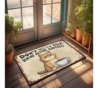 Tapis de printemps extérieur chat grincheux avec café : « Don'T Talk To Me Before Coffee! » Paillasson extérieur automne paillasson intérieur (50 x 80 cm)