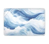 Tapis de propreté réutilisable imperméable lavable et doux pour la peau pour enfants, adultes et animaux domestiques - Motif vagues de l'océan - 132 x 86 cm