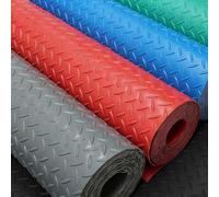 Tapis De Protection Antidérapant for Garage, Remorque en Caoutchouc PVC, Rouleaux À Motif Diamant, Épais, for sous La Voiture, Cuisine, Magasin, Porche(Grey,1.3x2m/4.2x6.5ft)