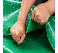 Tapis de Protection de Sol Caoutchouc Antidérapant - Rouleau PVC 1,5mm Découpable, Moquette Exterieur à Motif Diamant pour Garage Moto Camping Atelier(Vert,W 0.9 x L 3 M)
