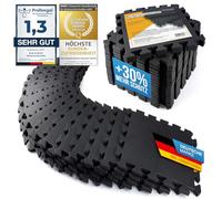 Tapis de Protection du Sol XXL Set; Mat de Fitness Protection du Sol Tapis Puzzle; Tapis de Gymnastique, de Sport & Salle de Fitness Garage Piscine env. 1,5 m². (Noir)