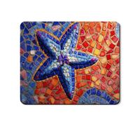 Tapis de protection en forme d'étoile de mer mosaïque pour lave-linge, bleu vif et orange, tapis en caoutchouc antidérapant et imperméable pour buanderie, 50,8 x 61 cm