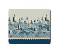 Tapis de protection nautique pour lave-linge, bateau à voile vintage, motif vagues de l'océan, tapis antidérapant et imperméable pour la maison, style été 50,8 x 61 cm