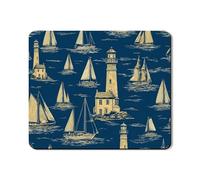 Tapis de protection nautique pour lave-linge, design vintage voilier et phare, bord de mer, en caoutchouc antidérapant et imperméable, pour buanderie, 50,8 x 61 cm