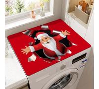 Tapis De Protection Pour Dessus De Machine à Laver,DéCoration De NoëL 3D AntidéRapant Housse De Machine à Laver Pour SèChe-Linge Buanderie RéFrigéRateur Cuisine,SéChage Rapide (Rouge,60 x50 cm)