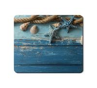 Tapis de protection pour lave-linge sur le thème de l'océan, motif étoiles de mer et coquillages nautiques côtiers, tapis en caoutchouc antidérapant et imperméable pour buanderie, 50,8 x 61 cm