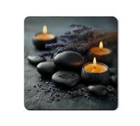 Tapis de protection pour lave-linge Zen, motif pierre noire et bougie, style moderne et minimaliste, parfait pour les espaces de détente 61 x 61 cm