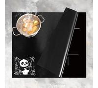 Tapis de Protection pour Plaques à Induction, 52x61cm Anti-Rayures et Antidérapant en Silicone Plaque de Cuisson Magnétique, Plaque de Cuisson Magnétique, Couvre pour Cuisson Électrique(Motif Panda)