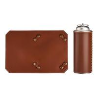 Tapis de protection pour poêle, accessoires de réchaud de camping, tapis en cuir synthétique, réutilisable, antidérapant, 30 x 20 cm, noir/marron, pour camping, pique-nique, cuisine en plein air