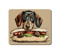 Tapis de protection pour teckel - Illustration de chien mignon - Style dessin animé amusant pour les amoureux des animaux - Tapis en caoutchouc antidérapant et imperméable pour lave-linge et