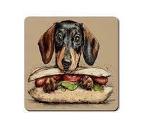 Tapis de protection pour teckel - Illustration de chien mignon - Style dessin animé amusant pour les amoureux des animaux - Tapis en caoutchouc antidérapant et imperméable pour lave-linge et