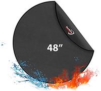 Tapis de protection rond résistant à la chaleur pour terrasse, jardin, sol, terrasse, pelouse, sol en bois, camping, pliable, ignifuge, résistant à l'eau, noir