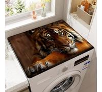 Tapis de Protection Solaire Pour Lave-linge Sèche-linge,Impression 3D Animaux,Réfrigérateur Four Top Pad,Tapis D'égouttage Cuisine Décorative Tapis de Salle de Bains (Tigre Brun,60x60 cm)