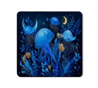 Tapis de protection supérieur pour lave-linge, bleu marine vie marine, housse supérieure de machine à laver, tapis artistique en caoutchouc antidérapant et imperméable pour buanderie, 61 x 61 cm