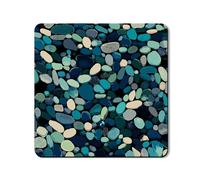 Tapis de protection supérieur pour machine à laver et sèche-linge à motif de pierre, galets bleus, housse décorative moderne en caoutchouc antidérapant et imperméable, pour buanderie, 61 x 61 cm