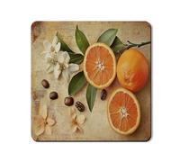 Tapis de protection supérieur pour machine à laver et sèche-linge - Motif floral orange vintage - Inspiré du printemps - En caoutchouc antidérapant et imperméable - Pour buanderie - 61 x 61 cm