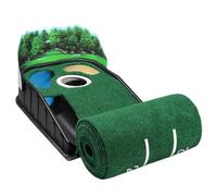 Tapis de putting de golf, tapis de putting vert pour intérieur et extérieur, tapis d'aide à l'entraînement à la pratique du golf - Base en bois massif pour utilisation intérieure et extérieure en