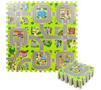 Tapis de Puzzle, 9 Dalles 12 x 12 en Mousse PE pour Enfants, Tapis de Jeu en Mousse emboîtable, Jeu Circulation routière pour Enfants, éducatif pour Roues ou Petites Voitures