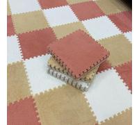 Tapis de puzzle carrés en mousse - 30,5 x 30,5 cm - 20 pièces - Carreaux en mousse emboîtables (pâte de haricots rouge + abricot + blanc)