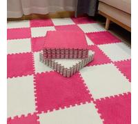 Tapis de puzzle carrés en mousse - 30,5 x 30,5 cm - 20 pièces - Carreaux en mousse emboîtables (rose rouge + blanc)