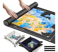 Tapis de puzzle, pour puzzles jusqu'à 1500, 1000, facile à ranger et à transporter, rangement de rouleau de puzzle avec accessoires de puzzle pratiques (3 mm)