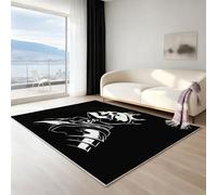 Tapis de qualité Boho antidérapant - Tapis Salon facile d'entretien doux pour salon, 90 X 150 cm, Tapis de Salon lavable moderne unicolore ou motif, Mystérieux armure squelette, Noir et blanc