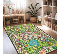 Tapis de quartier, maisons ludiques et imaginatives pour les loisirs, tapis rectangulaire d'intérieur à poils courts en éponge qui ne perd pas ses poils pour salon, chambre à coucher, couloir, bureau