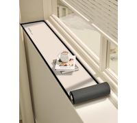 Tapis de Rebord de Fenêtre Protection D'appui de Fenêtre Beige Absorbante avec Bordure Noire, Protection en Terre Diatomées Découpable, Banc Anti-griffures Chat(100x18cm/39x7in)
