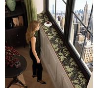 Tapis de Rebord de Fenêtre Tapis Rebord de Fenêtre Extra Étroit à Motif Floral, Tapis Absorbant Vert pour Siège de Balcon, Revêtement Décoratif Doux pour Rebord de Fenêtre(Style A,50x25cm(20x10in))