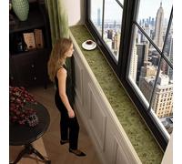 Tapis de Rebord de Fenêtre Tapis Rebord de Fenêtre Extra Étroit à Motif Floral, Tapis Absorbant Vert pour Siège de Balcon, Revêtement Décoratif Doux pour Rebord de Fenêtre(Style B,50x25cm(20x10in))