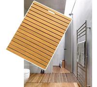 Tapis de receveur de douche rectangulaire en bois avec trou de drainage antidérapant pour douche intérieure tapis de sol en bois - 80 x 60 cm - décoratif et fonctionnel
