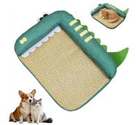 Tapis de refroidissement d'été pour chien, auto-refroidissant, en forme de dinosaure, avec dossier rembourré doux, coussin de cage de refroidissement respirant pour chiens et chats de petite, moyenne