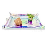 Tapis de rempotage de plantes pour jardinage d'intérieur, plateau holographique irisé | Cadeau pour les amateurs de plantes (59,7 x 41,9 cm) (bleu)
