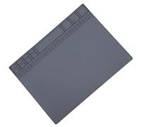 Tapis de réparation en silicone magnétique résistant à la chaleur pour station de soudure pour sous-main de bureau pour établi (gris)