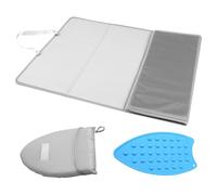 Tapis de Repassage avec des Accessoires pour Planche à Repasser, Nappe de Repassage Pliable Portable pour Voyage et Maison(Plié en Quatre,Tapis de Repassage + Patin de Repassage)