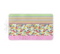 Tapis de Repassage Floral Vert Rayé Tapis de Repassage sur Table pour Repassage Résistant à la Chaleur Antidérapant Pliable Portable pour Voyager Famille 80x50cm (1 pièce)