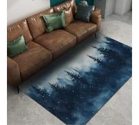 Tapis de rêve forestière Spray Flocons de Neige Pine Tapis Doux à Poil Bas pour Salon Chambre d’Amis Salon de thé Porche Tapis antidérapant Lavable 100x120cm