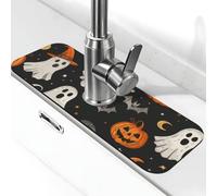 Tapis de robinet absorbant pour évier de cuisine, salle de bain, cuisine, protection anti-éclaboussures, chapeau de magicien, fantôme, 38 x 14 cm