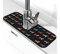 Tapis de robinet absorbant pour évier de cuisine, salle de bain, cuisine, protection anti-éclaboussures, tapis de robinet imprimé à pois de chien, 38 x 14 cm