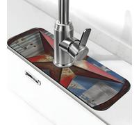 Tapis de robinet American Wastern Texas Star pour évier de cuisine, 14 x 38,1 cm, diatomite à séchage rapide, plateau d'évier super absorbant, poignée de robinet, attrape-gouttes pour cuisine