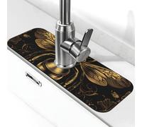 Tapis de robinet Big Yellow Bee pour évier de cuisine, joli tapis de séchage super absorbant pour évier de cuisine, salle de bain, café, bar, cadeau décoratif (38,1 x 14 cm)
